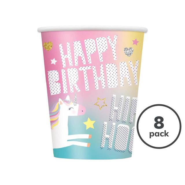 Unicorn Birthday Recyclable Paper Cups 8 per pack GOODS M&S