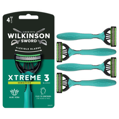 Wilkinson Sword Xtreme 3 Sensitive Comfort disposable razors pack of 4 (British brand)