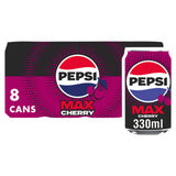 Pepsi Max cherry sugar-free cola 8x330ml cans, imported from the UK