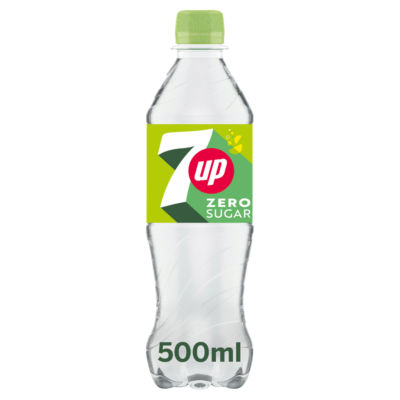 7UP Zero Sugar Free Lemon & Lime soft drink 500ml (British brand)