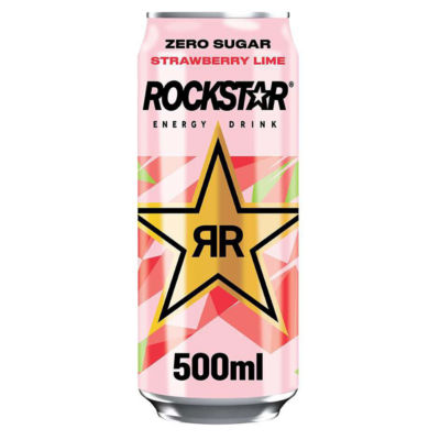 Rockstar Energy Drink Refresh Strawberry & Lime 500ml, imported from the UK