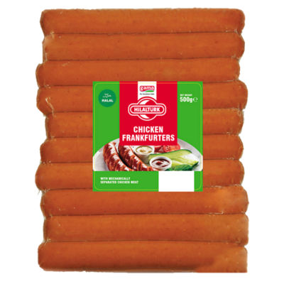 Hilalturk chicken frankfurters 500g, UK version