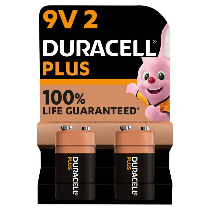 Duracell Plus 9V Alkaline Batteries, pack of 2 - McGrocer