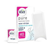 Veet Pure Cold Wax Strips Legs & Body For Sensitive Skin - 40s GOODS Boots