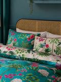 Teal Green Reversible Safari Duvet Cover and Pillowcase Set (British brand)