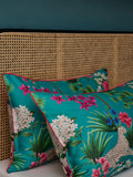 Teal Green Reversible Safari Duvet Cover and Pillowcase Set (British brand)