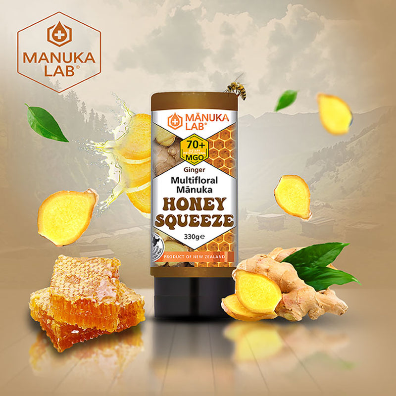 Manuka Lab Multifloral Manuka Honey Ginger Squeeze MGO 70 330g