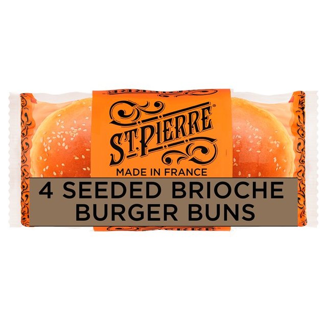 St Pierre Sliced Seeded Brioche Burger Buns 4 per pack GOODS M&S