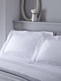 Serene White Renaissance embroidered edge duvet cover and pillowcase set (British brand)