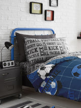 Bedlam Blue Kids Football Duvet Cover and Pillowcase Bedding Set