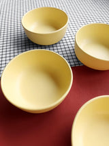 Curateology Canary Yellow LoHo Reactive Glaze Cereal Bowls Set of 4