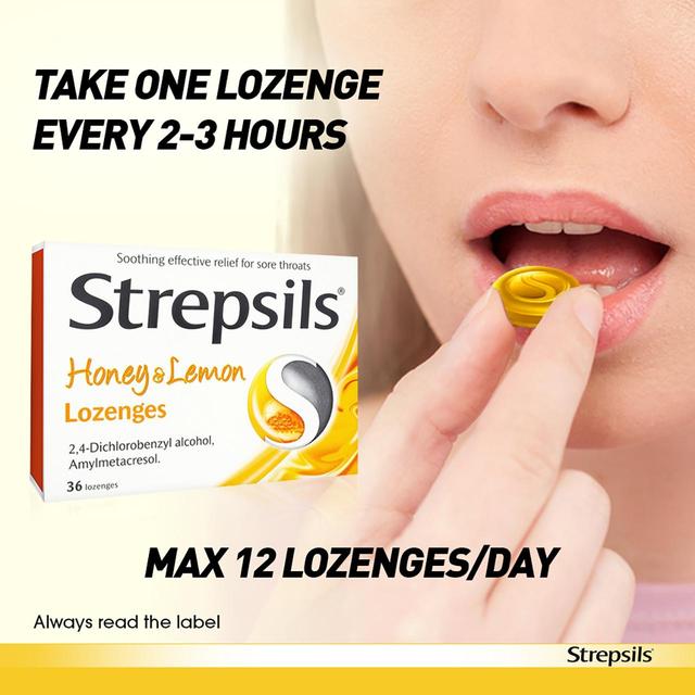 Strepsils Honey & Lemon Lozenges for Sore Throat 36 per pack GOODS M&S