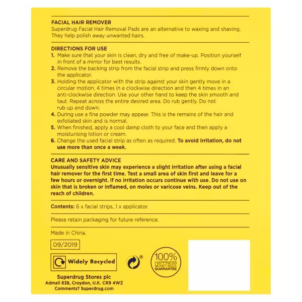 Superdrug Facial Hair Removal Pads (British brand)