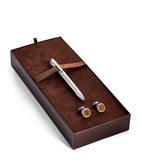 Tateossian palladium-plated pen and cufflinks set (British brand)
