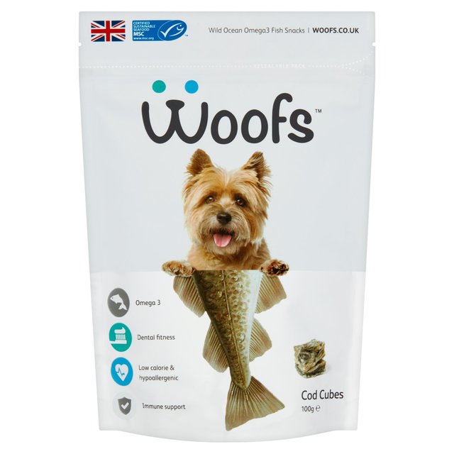 Woofs Cod Cubes Dog Treats - 100% Natural MSC Fish 100g GOODS M&S