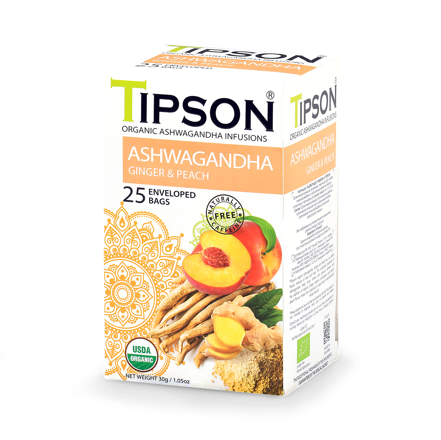 Tipson Organic Ashwagandha Ginger & Peach (25 Enveloped Tea Bags) - 999152