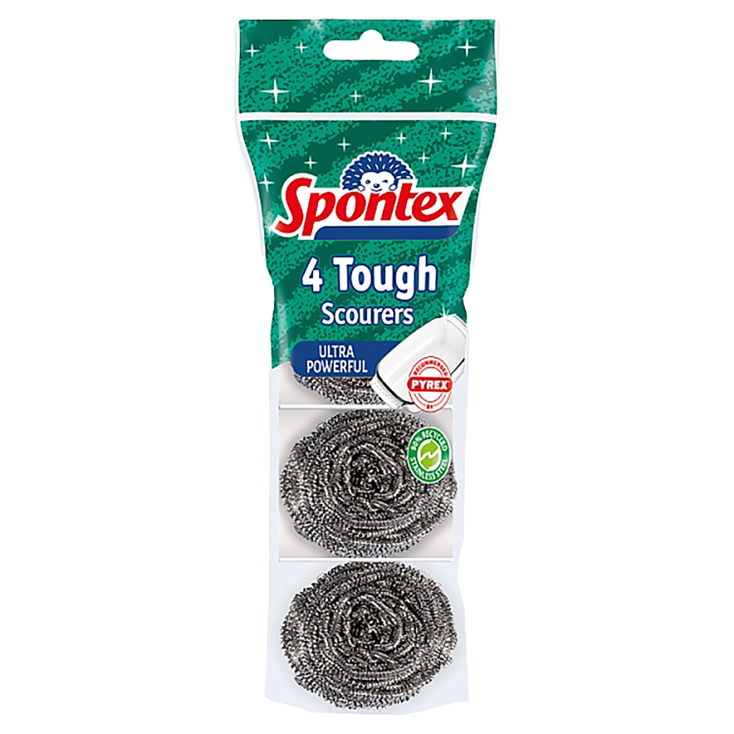 Spontex Tough Scourer x4 Rubber gloves cloths & sponges Sainsburys