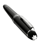 Platinum-Coated Rollerball Pen with Deep Black Resin and Iconic Emblem