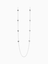 Silver Tone Heart Long Rope Necklace