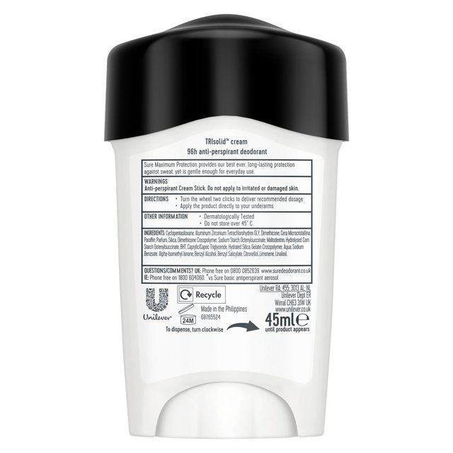 Sure Men Maximum Protection Clean Scent Cream Anti-Perspirant Deodorant 45ml GOODS M&S