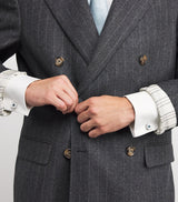 Sterling Silver Cufflinks with Blue Topaz Stone and Textured Square Design
