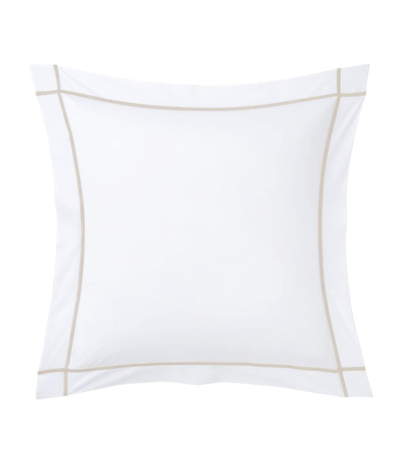 Yves Delorme square pillowcase with chain embroidery, 65cm x 65cm (British brand)