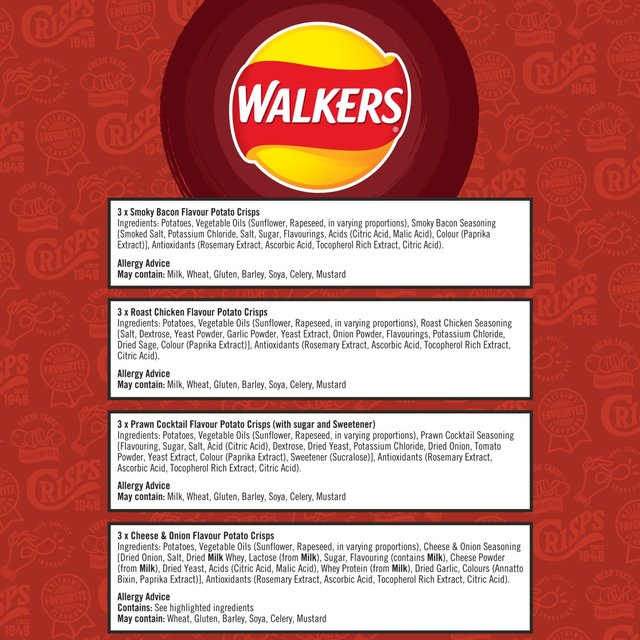 Walkers Meaty Variety Multipack Crisps 12 per pack GOODS M&S