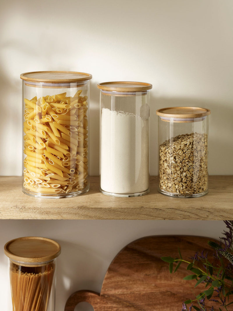 Clear Glass Storage Jar With Wooden Lid