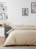 Natural Cotton Rich Plain Duvet Cover and Pillowcase Set