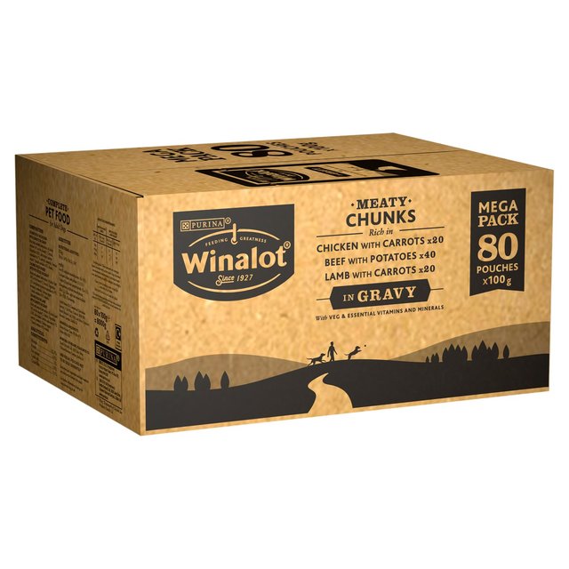 Winalot Meaty Chunks Mixed in Gravy Wet Dog Food 80 x 100g GOODS M&S