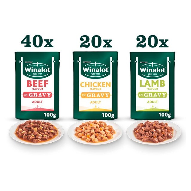 Winalot Meaty Chunks Mixed in Gravy Wet Dog Food 80 x 100g GOODS M&S