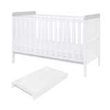 Tutti Bambini Rio Cot Bed with Cot Top Changer & Mattress - White/Dove Grey GOODS Boots