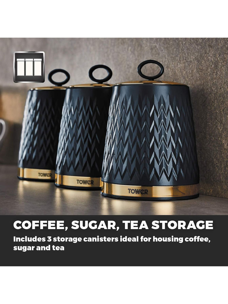 Tower Blue Empire canisters set 1.3L capacity (British brand)