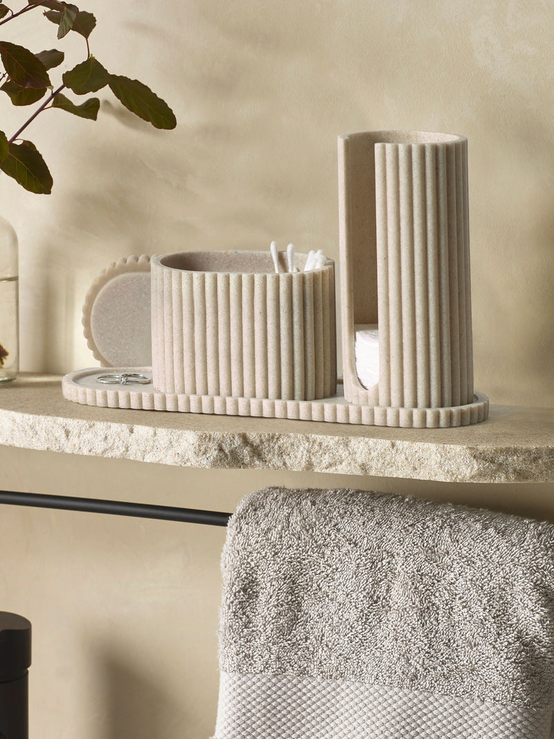 Natural ribbed storage set for dressing table, imported from the UK