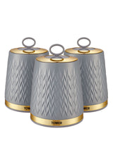 Tower Set of 3 Grey Empire Storage Jars Kitchen Storage Canisters 1.3L
