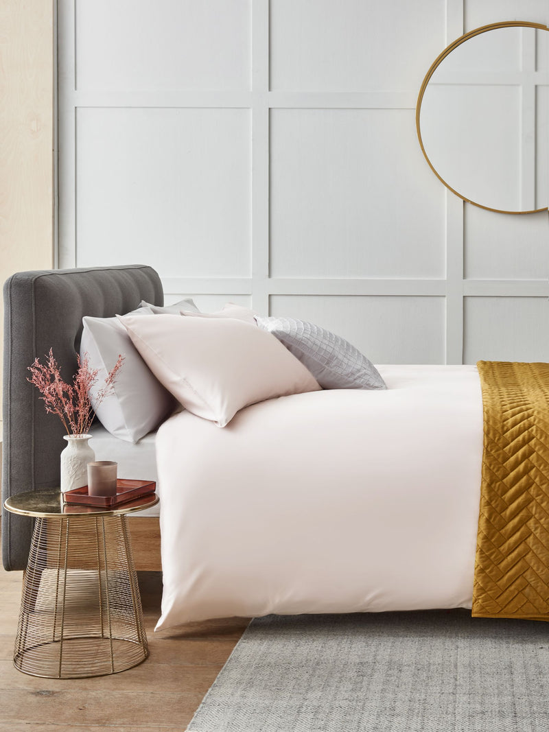 Blush pink Egyptian cotton sateen duvet cover and pillowcase set - British product
