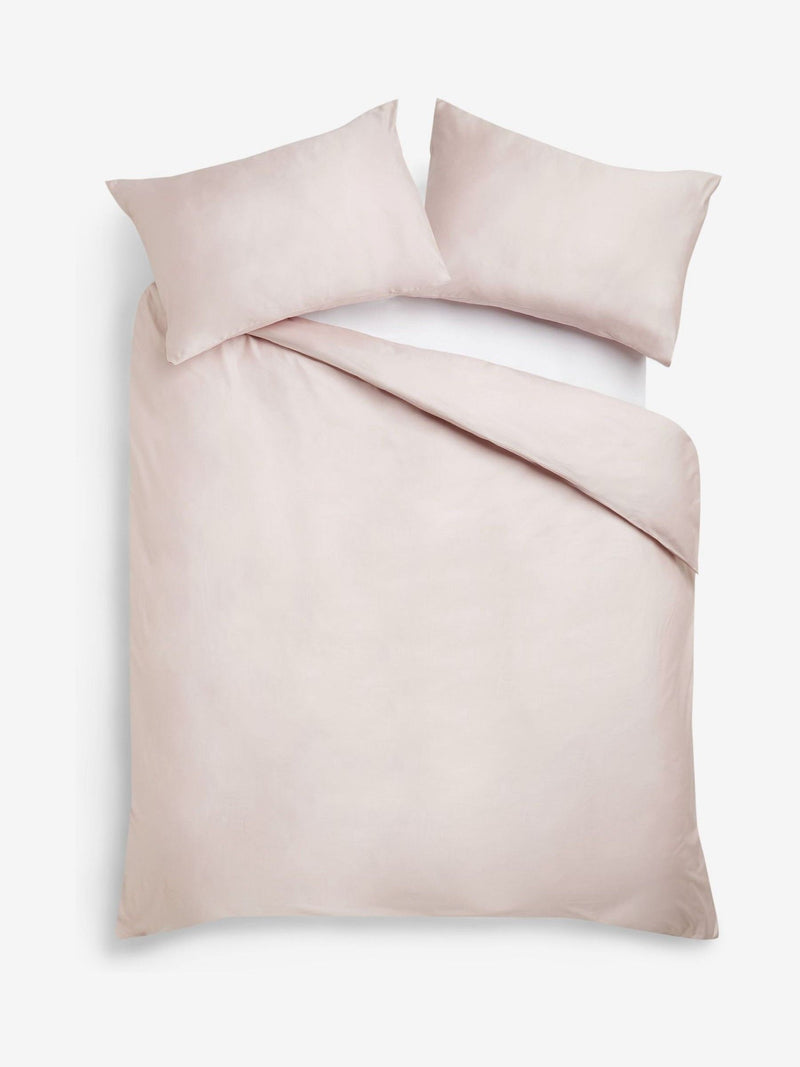 Blush pink Egyptian cotton sateen duvet cover and pillowcase set - British product