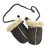 Baby Cord Aviator Leather Mittens - British product