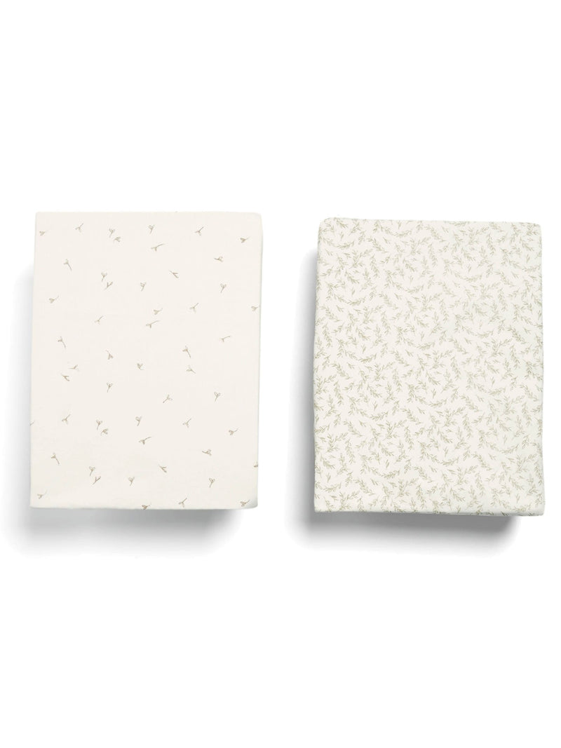 Mamas & Papas Seedling Cream 2-pack cotbed fitted sheets, imported from the UK