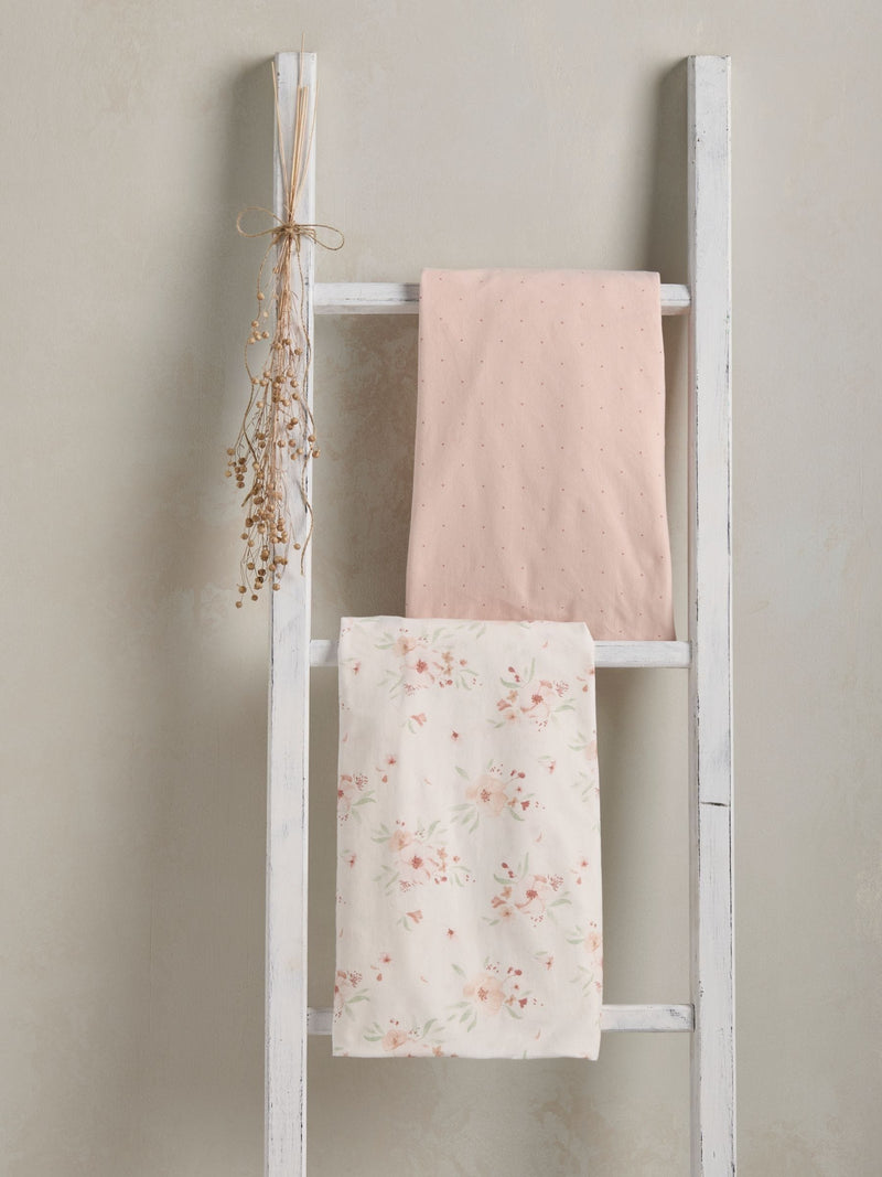 Mamas & Papas floral pink cotbed sheets 2-pack, imported from the UK