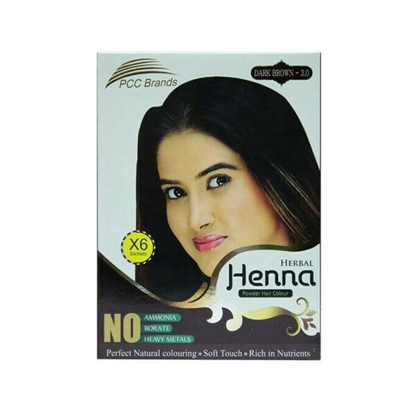 Herbal henna powder hair colour dark brown, UK version