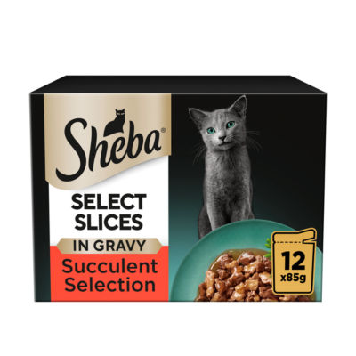 Sheba cat food pouches succulent selection gravy 12x85g (British brand)