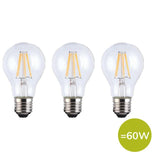 TCP Classic LED Clear Screw 60W Light Bulbs 3 per pack GOODS M&S
