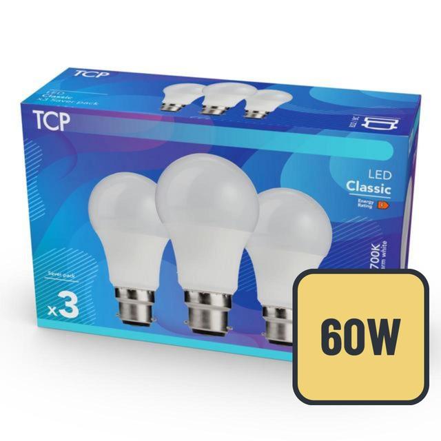 TCP Classic LED Bayonet 60W Light Bulbs 3 per pack GOODS M&S