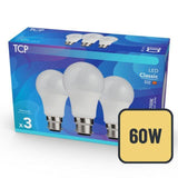 TCP Classic LED Bayonet 60W Light Bulbs 3 per pack GOODS M&S