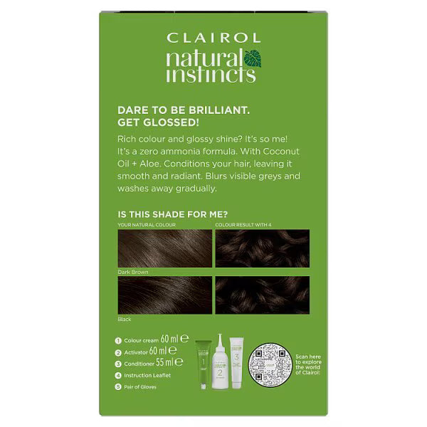Clairol natural instincts semi-permanent hair dye dark brown - British product