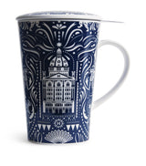 Harrods Knights of Brompton Bone China Mug and Tea Strainer Set