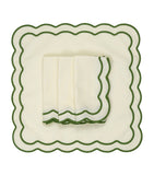 Maison Margaux set of 4 Apple design fabric napkins with green trim 50cm x 50cm, imported from the UK