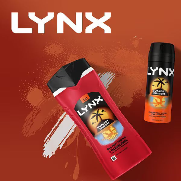 Lynx Sunset Fresh 3-in-1 Body Wash Bottle 500ml, UK version