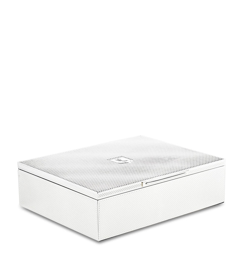 WOLF silver-plated iron jewellery box with detachable compartments and purple lining 7x25x20cm (British brand)